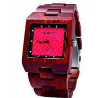 BEWELL Drevené náramkové hodinky tmavé červené Jane DH005