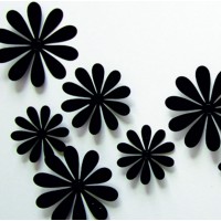 3D nálepka na stenu - Čierne kvety - 1 balenie obsahuje 12 ks
