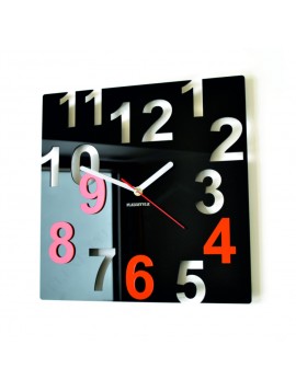 Moderné nástenné hodiny-Farebné čísla,  Farba:čierna,oranžová
