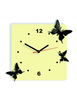 Moderné nástenné hodiny z plastu-Motýle, Farba:biela káva,čierna, Rozmer: 30x30 cm