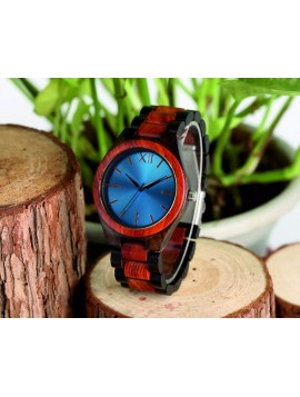 YISUYA - Drevené náramkové hodinky DH015 MARED modré