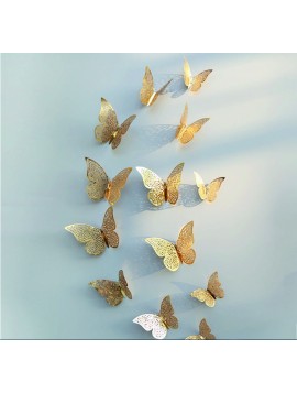Trendy samolepka na stenu-zlatý motýľ, 1 sada - 12ks