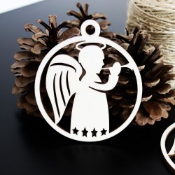 Vianočná drevená ozdoba - Malý anjel, rozmer: 79x90mm