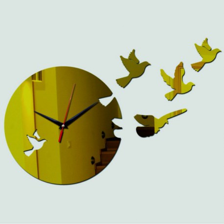 Nástenné hodiny zlatá holubica , nálepka na stenu .